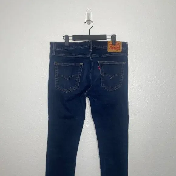 Levis 512 Mens Jeans Size 33 Skinny Leg Dark Wash Denim Blue Casual Wear 33x34